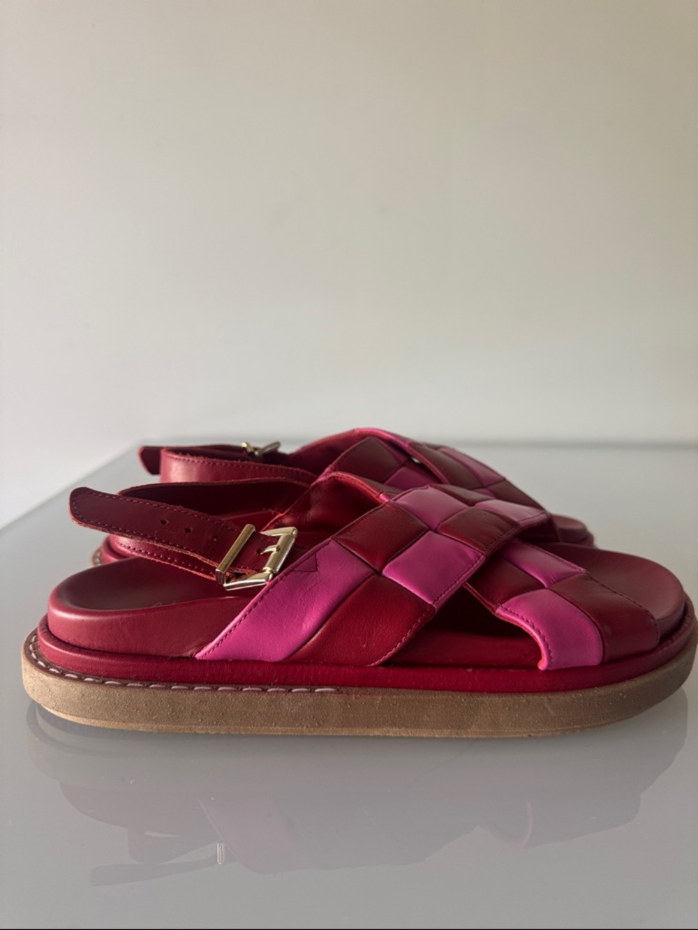 ALOHAS Marshmallow Scacchi Sandal Lipstick Red Magenta Size EU 39 - Picture 6 of 12